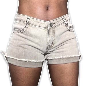 Retro, Rockstar, grunge light grey wash, mini shorts